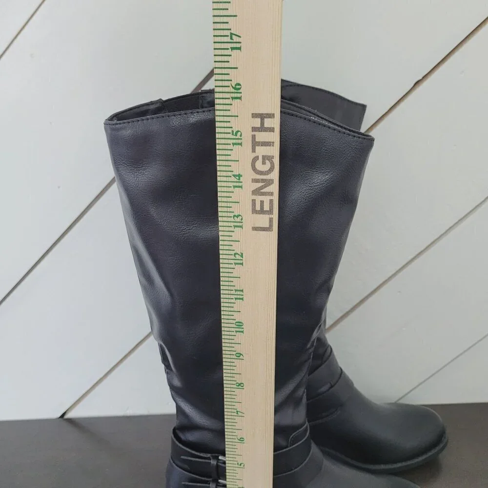 NWT Style & Co Womens Malliaa Knee-High Black Boots 6M  Buckle Straps